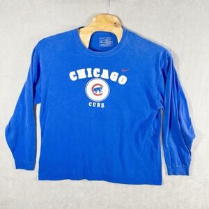 Nike‎ MLB Chicago Cubs Long Sleeve 100% Cotton T-Shirt Mens XL Baseball
